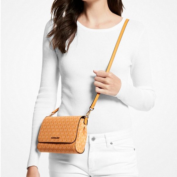 NWT $400 MICHAEL KORS Jet Set Medium Logo Convertible Crossbody Bag Signature - Picture 4 of 11